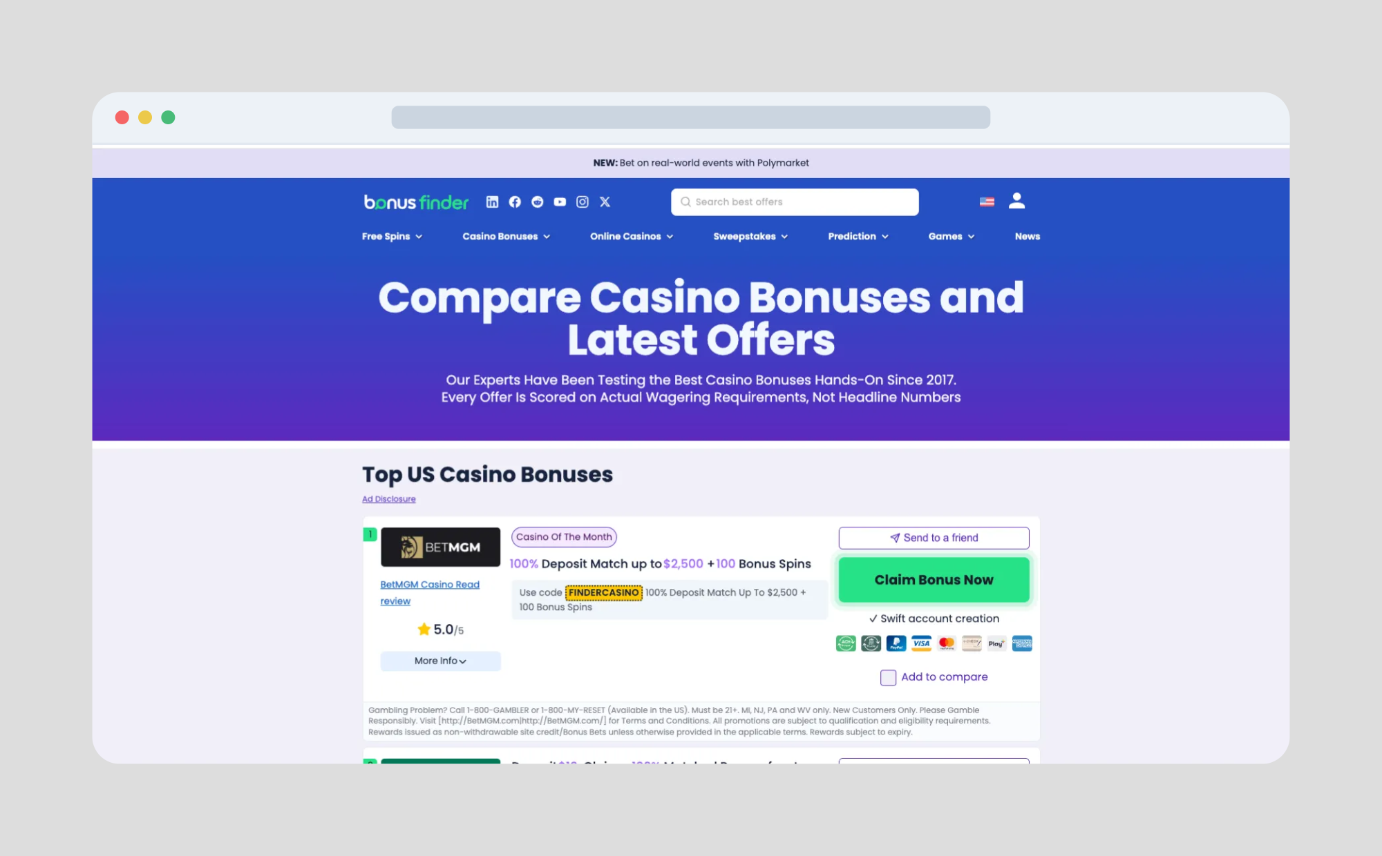 BonusFinder website screenshot
